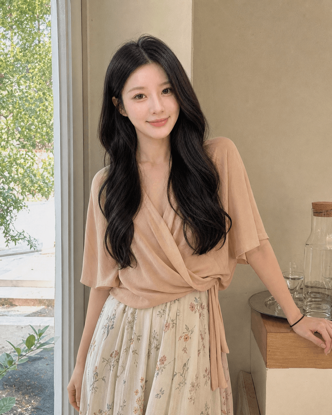 Outfit look — Wrap + skirt
